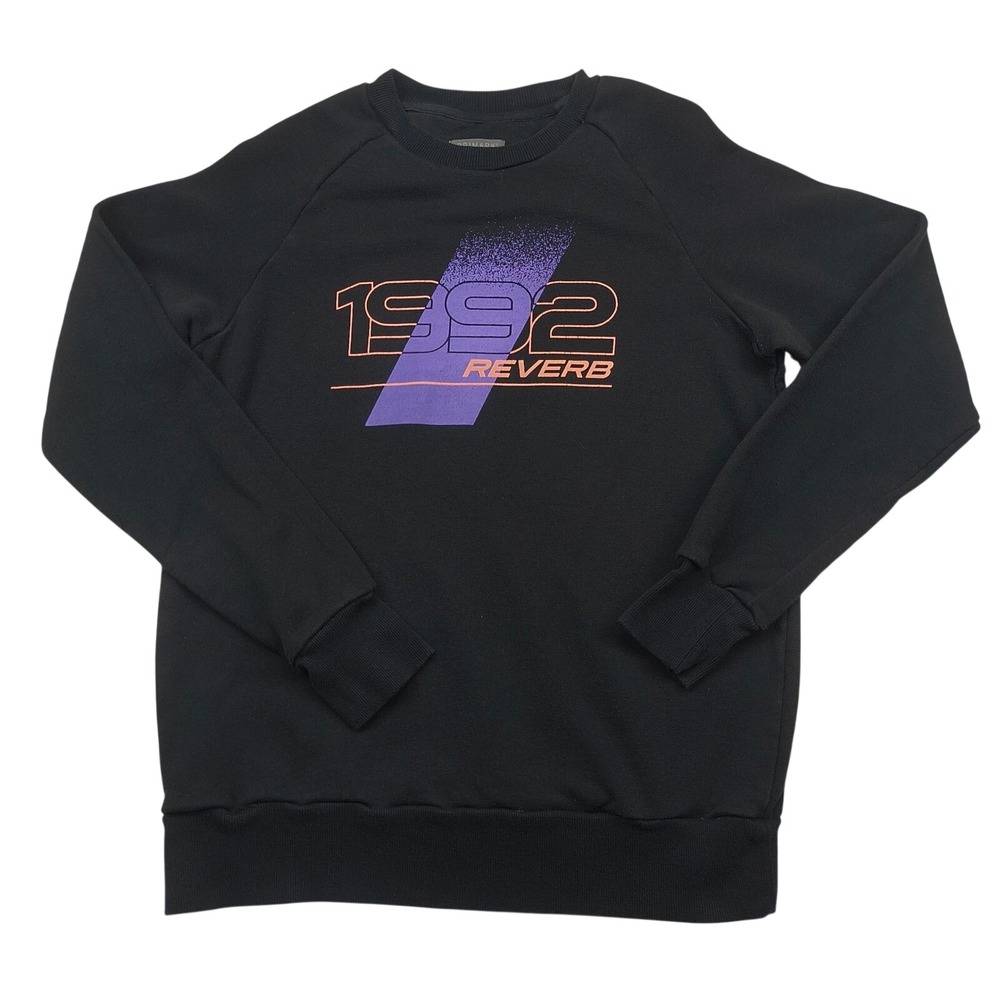 Primark Mens Black 1992 Reverb Graphic Slim Fit Crew Neck Sweatshirt Size L